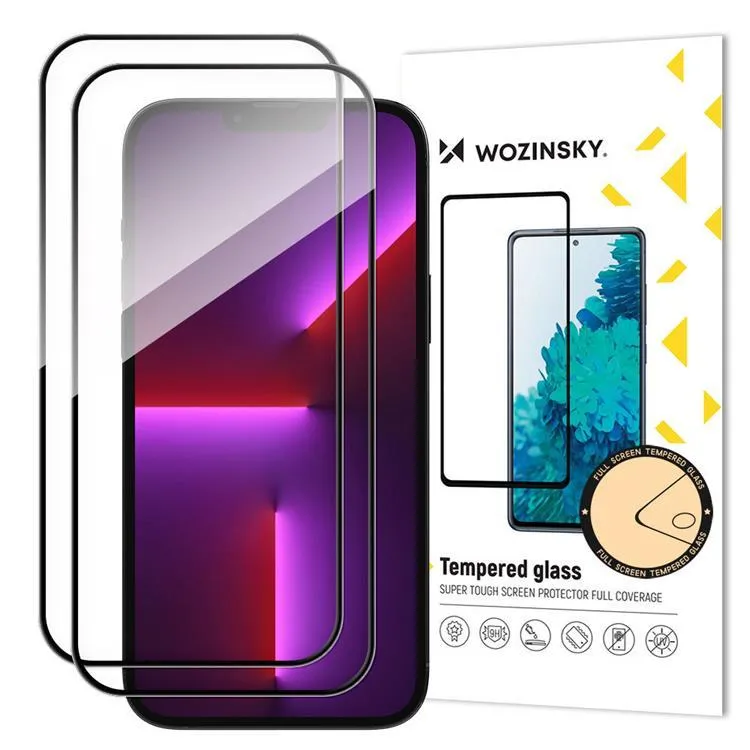 Wozinsky 2 st. heltäckande härdat glas med ram Case Friendly Full Glue iPhone 15 Pro - Black