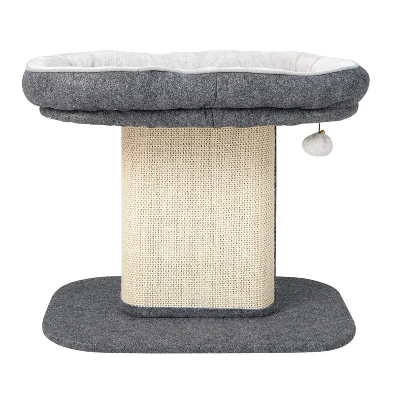 Klösträd med plyschsits och klösbräda i sisal, grått