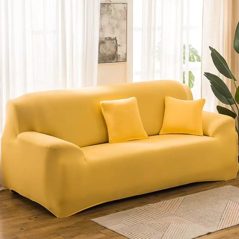 Elastisk ensfarget sofatrekk 1/2/3/4-seters trekk til sofa, lenestol, L-formet hjørnesofa, slipcover til stue 1-seat 90-140cm