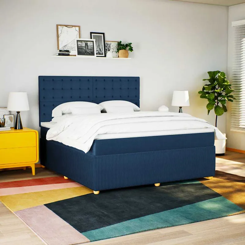 vidaXL Ramsäng med madrass blå 180×200 cm tyg (#3370)