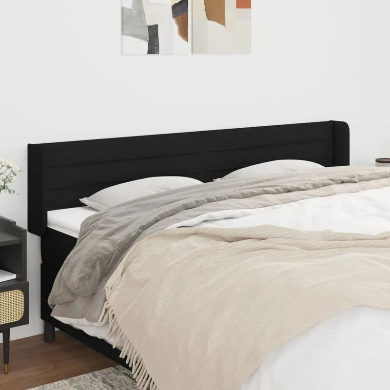 vidaXL Sänggavel med kanter svart 163x16x78/88 cm tyg (#7805)