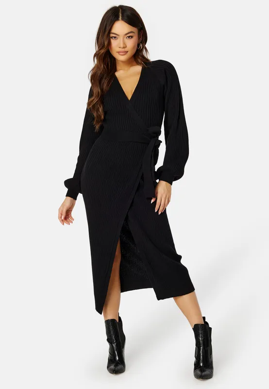 Wrap Rib Knitted Midi Dress (#5736)