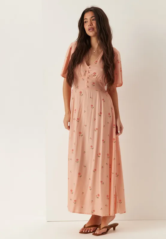 Butterfly Sleeve Viscose Maxi Dress (#7296)