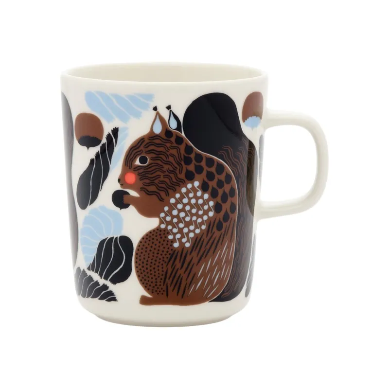 Marimekko Kurre mugg 2,5 dl, vit/brun/svart/ljusblå