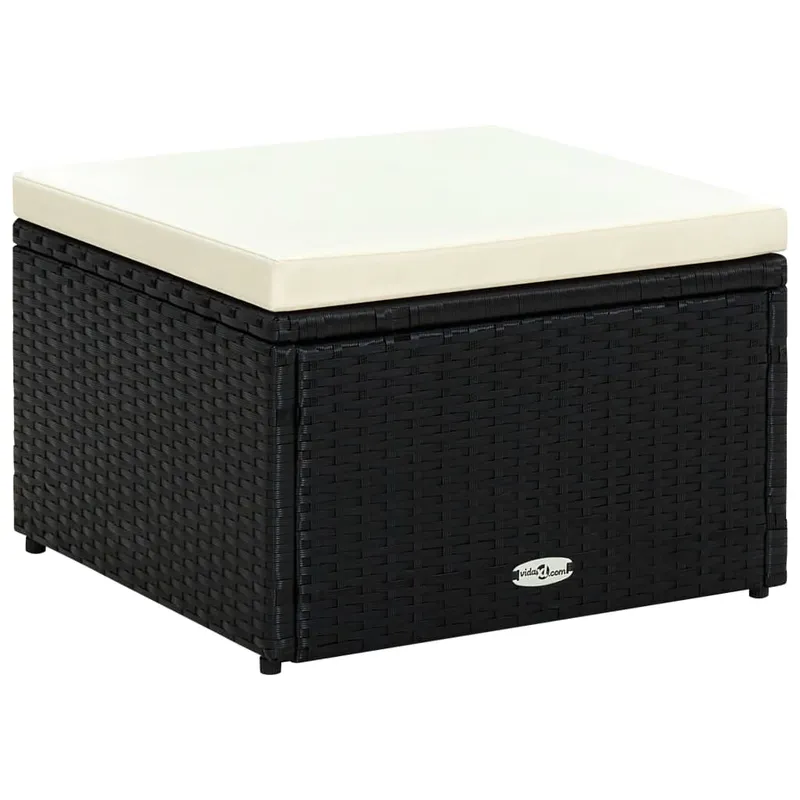 vidaXL Fotpall ottoman 53x53x30 cm konstrotting svart