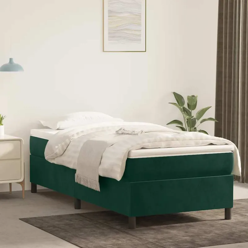 vidaXL Boxspring-sängram mörkgrön 90×200 cm sammet