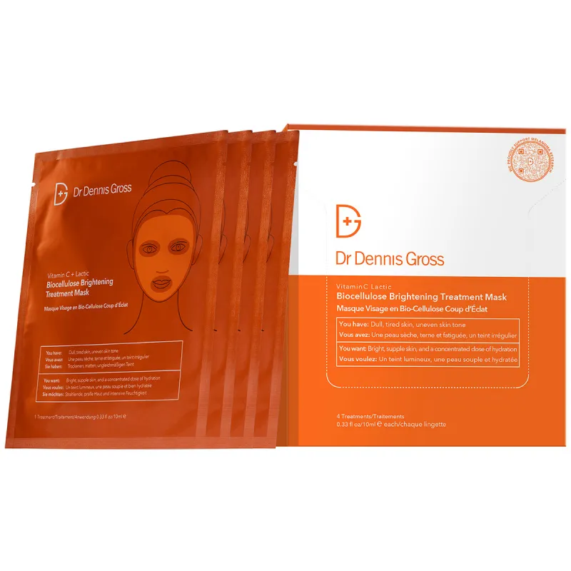Dr Dennis Gross Vitamin C + Lactic Biocellulose Brightening Treatment Mask 4 st