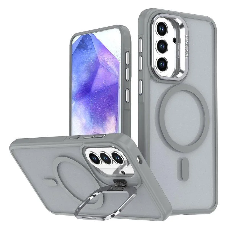 Mobilskal för Samsung Galaxy S26 Plus Magnetiskt Kickstand PC + TPU – Grå (#4475)