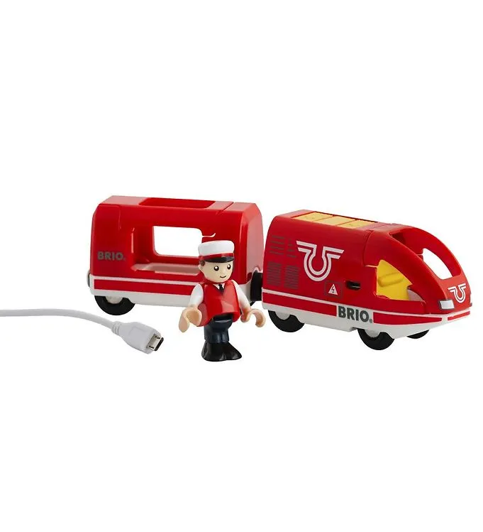 BRIO Uppladdningsbar Tåg m. USB-kabel – 18,9 cm – Röd 33746