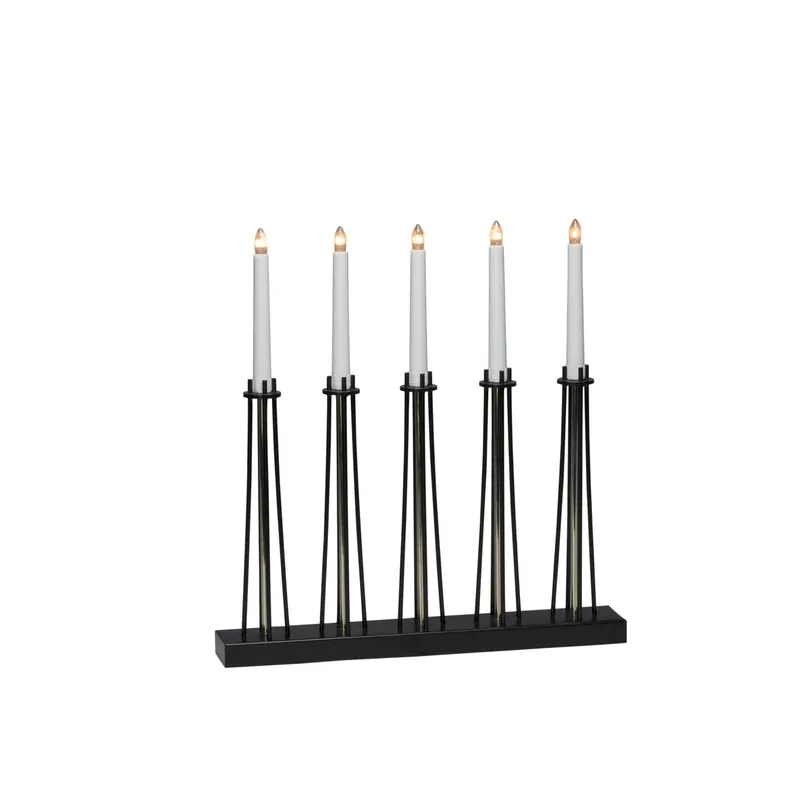 Konstsmide 3521-780TR Adventsljusstake 5 ljus, svart/mässing, 24V, IP20