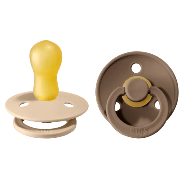 BIBS Colour Napp 2-pack Latex Stl 3 Rund, Vanilla/Dark Oak