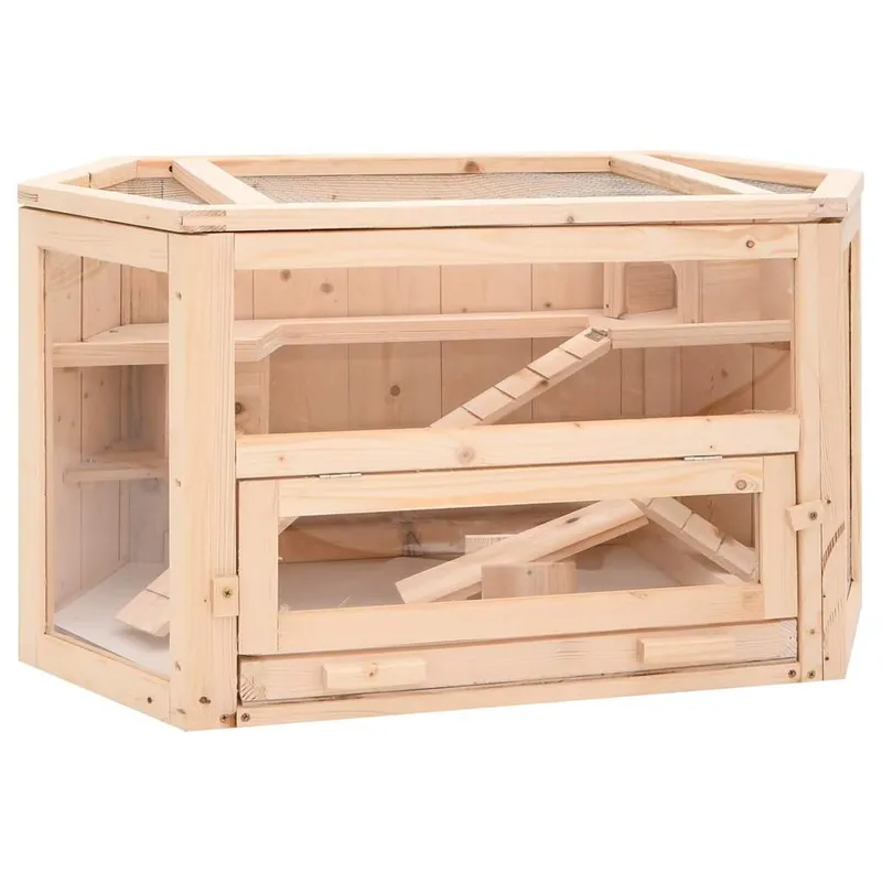 vidaXL Hamsterbur 80x40x43 cm massivt granträ