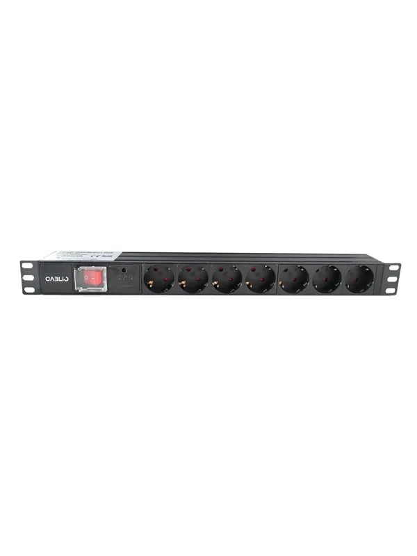 Cablio 1U Aluminum PDU | 7x Outlets | Surge Protection | 16A