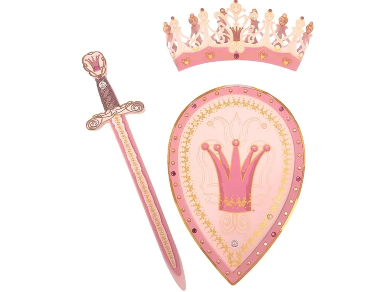 Drottning Rosa set med Skumsvärd + sköld + krona