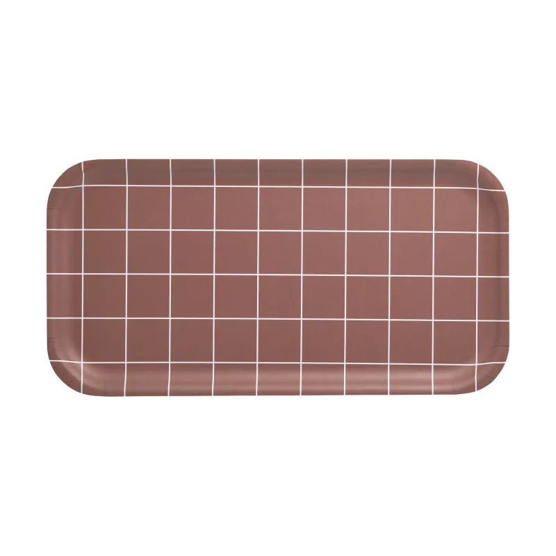 Muurla Checks & Stripes bricka 22×43 cm Brown