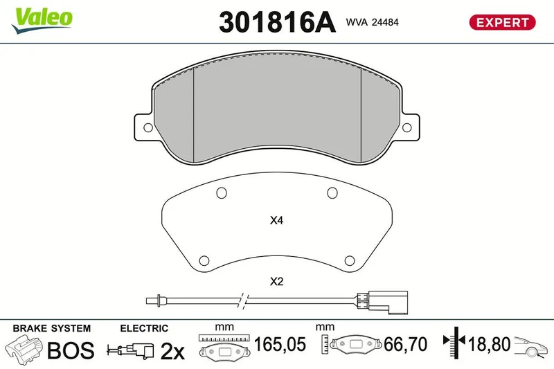 Bromsbelägg VALEO 301816A