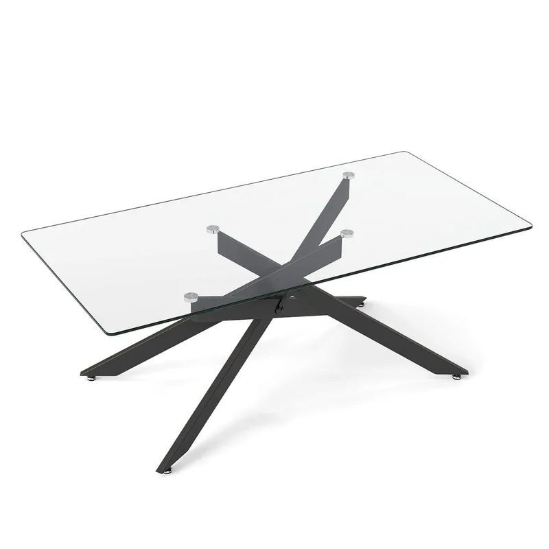 Rektangulärt soffbord i glas - svart, 120 x 60 cm
