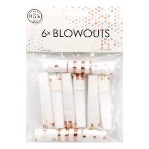 Blåstutor | 6-pack | Vit med rosémönster
