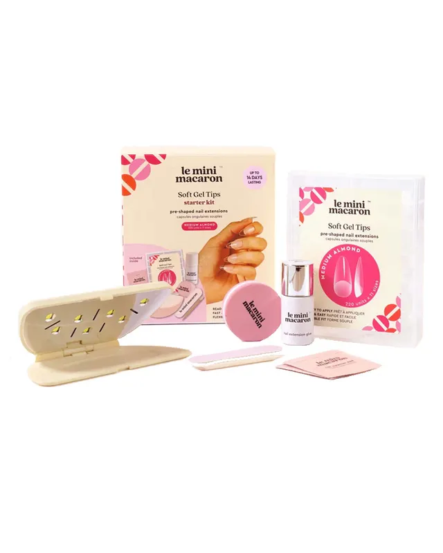 Le Mini Macaron Soft Gel Tips Starter Kit Medium Almond 8 ml