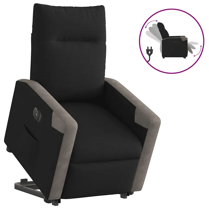 vidaXL Elektrisk reclinerfåtölj med uppresningshjälp svart tyg (#4725)