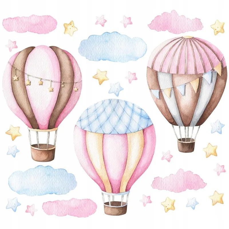 Väggdekal - Ballonger och moln