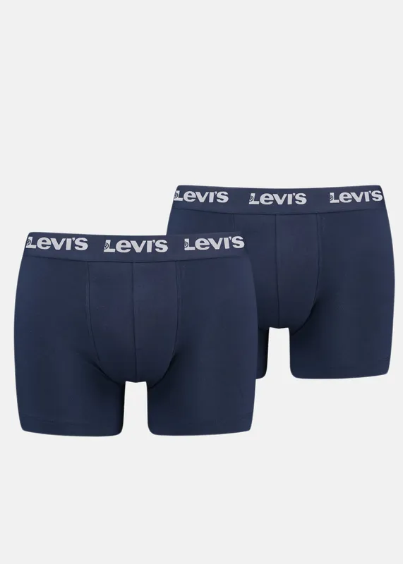 Levis Kalsonger 2P Repeat Logo Boxer Brief Marin bomull Small Herr