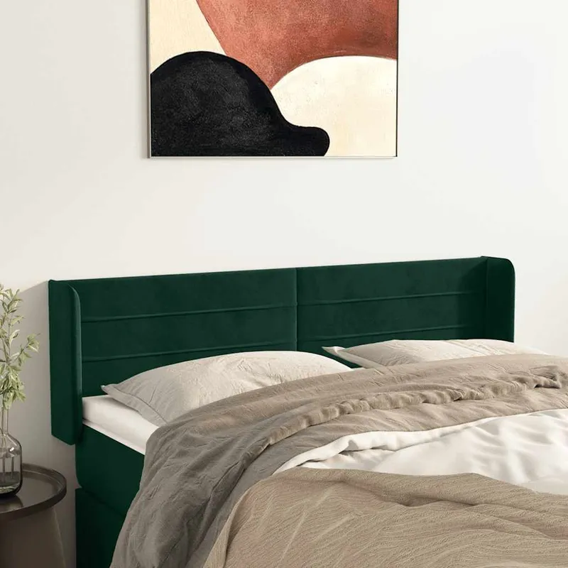 vidaXL Sänggavel med kanter mörkgrön 147x16x78/88 cm sammet (#8239)