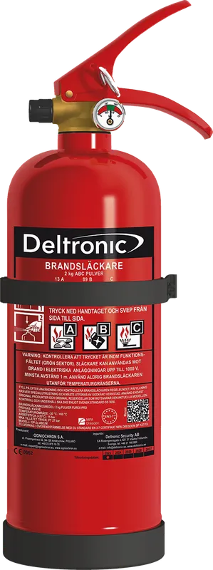 Deltronic Brandsläckare pulver 2kg Röd - 2kg Pulversläckare för Brandbekämpning