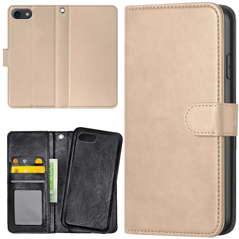 iPhone 16e/17e – Plånboksfodral/Skal Beige