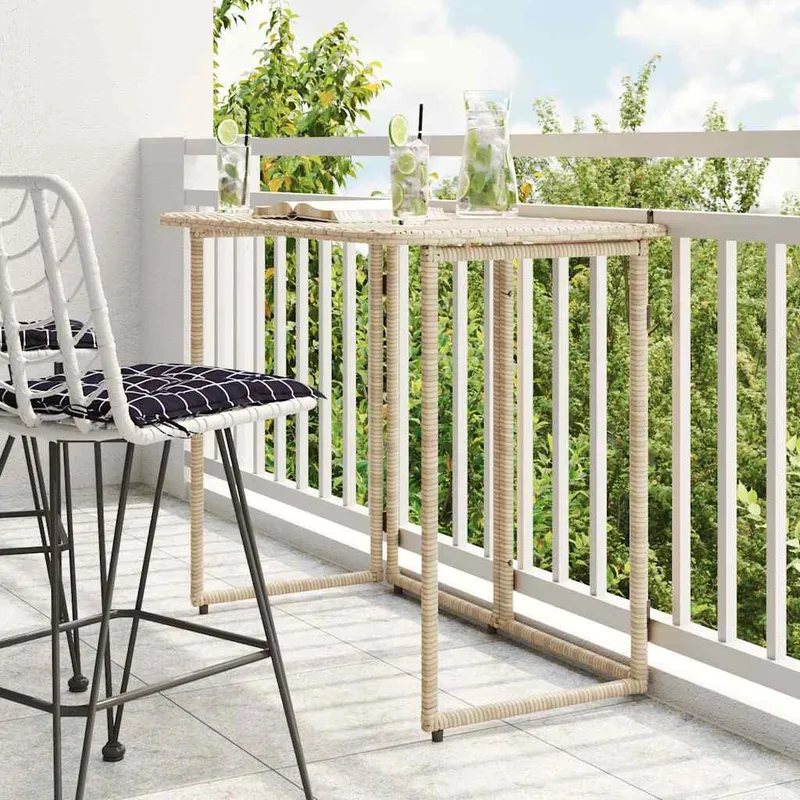 vidaXL hopfällbart trädgårdsbord beige 90x51x75 cm konstrotting