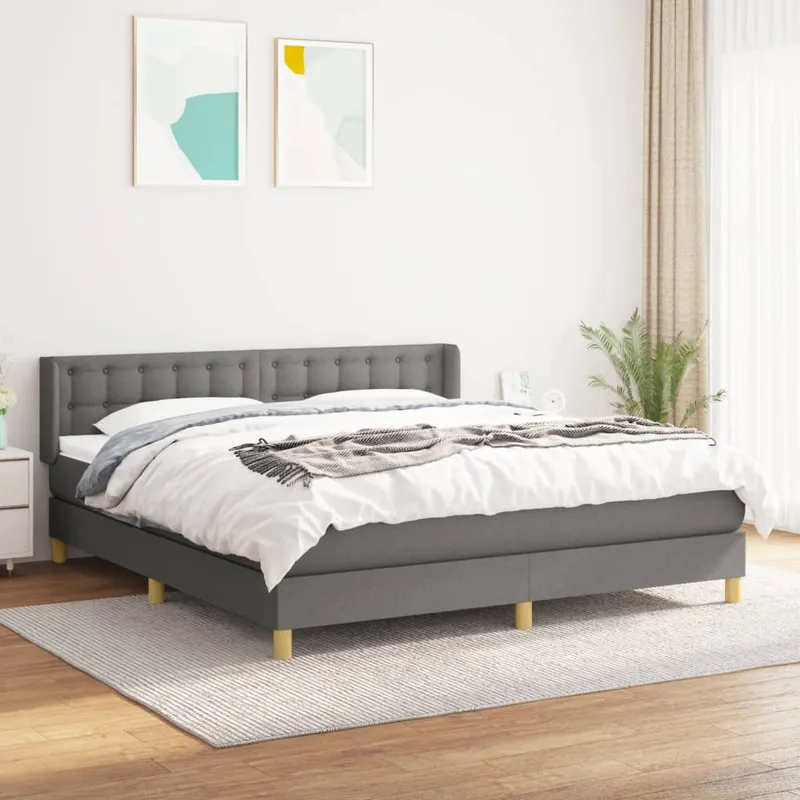 vidaXL Ramsäng med madrass mörkgrå 180×200 cm tyg (#3839)
