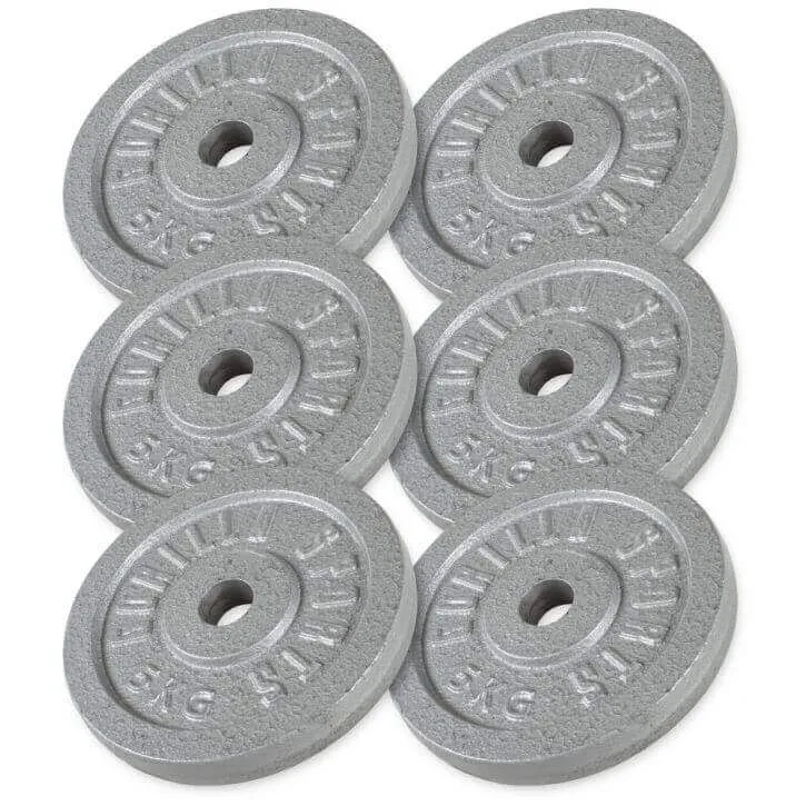 Gorilla Sports Viktskivor IRON Silver – 6x5kg, Viktpaket järn
