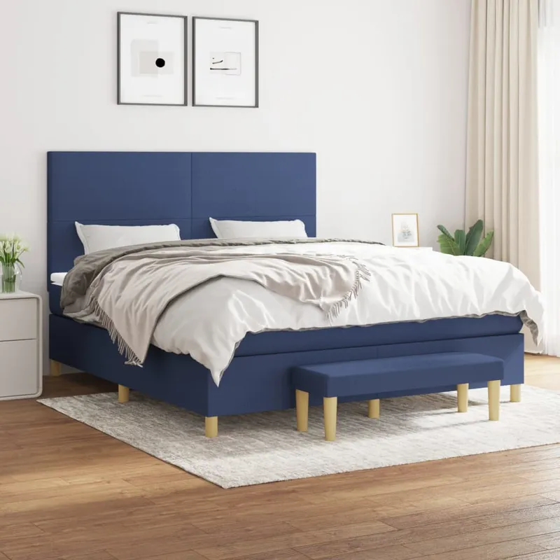 vidaXL Ramsäng med madrass blå 180×200 cm tyg (#0297)