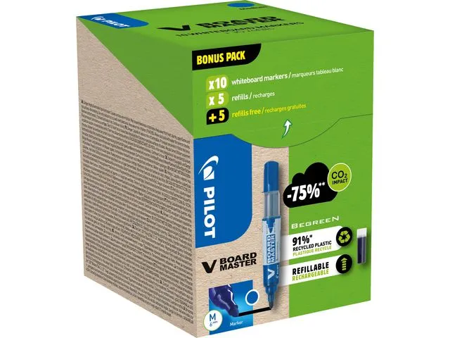 Pilot V-Board Master Whiteboardpenna med refill, 10-pack Blå