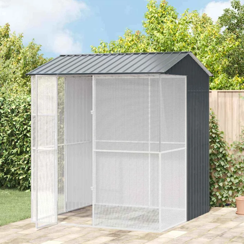 vidaXL Fågelbur Antracit 215 x 210 x 247 cm Galvaniserat Stål
