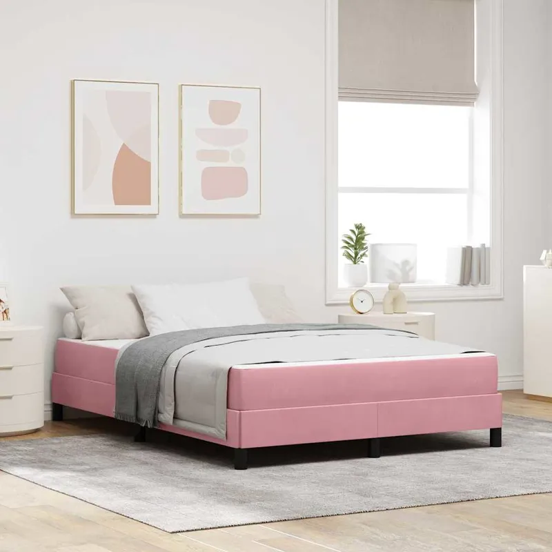vidaXL Bäddfjäder med madrass Rosa 140 x 210 cm tyg