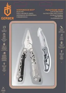 Gerber Suspension NXT & Mini Paraframe w-Gift T, multiverktyg och kniv, silver