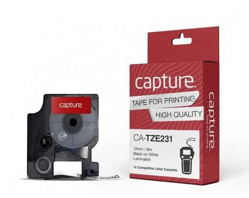 Capture Tape D1 Stark 12mm Vit/röd