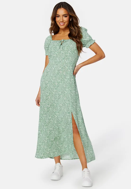 Front Tie Long Viscose Dress (#7992)