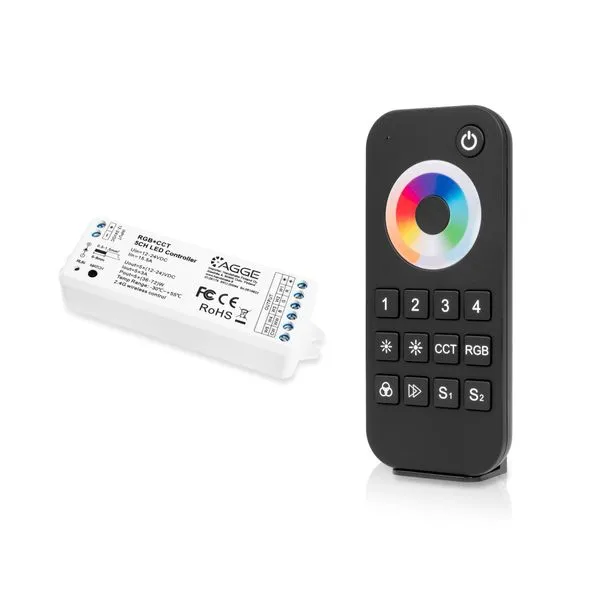 Styrdon till LED-list AGGE RGB+CCT Color Controller, RF 2.4 GHz, Styrdon + Fjärrkontroll Wall Mount Touch Panel