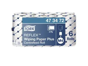 Aftørringspapir Allround Tork Reflex™ M4 Plus centerfeed, 2-lags, hvid - (6 ruller pr. karton)