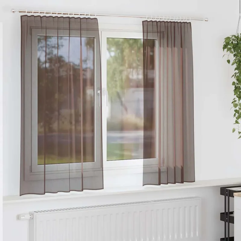 vidaXL Voile gardiner med fliktopp 2 st brun (#2785)