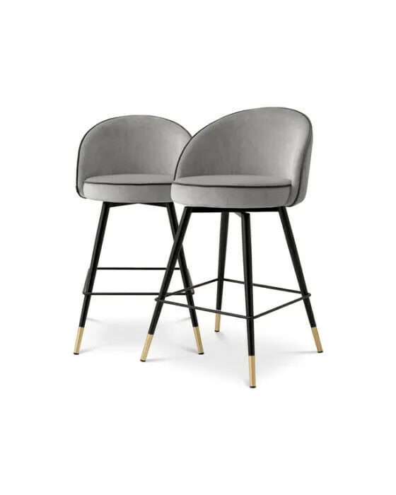 Cooper barstolar roche light grey velvet 2-set