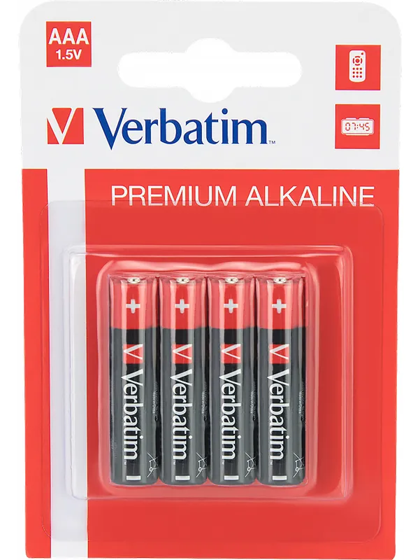 Verbatim Premium Alkaline, LR03 / AAA batterier, alkaliska, 1,5V, 4-pack
