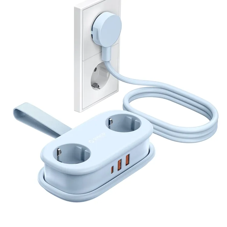 Orico 5in1 Grenuttag 20W GaN 2xUSB-A 1xUSB-C 2xAC AP3 - Blå