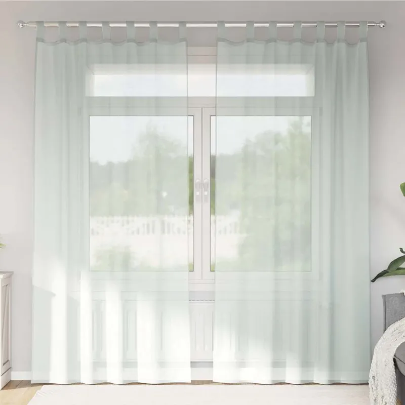 vidaXL Voile gardiner med öglor 2 st ljusgrå 140×245 cm