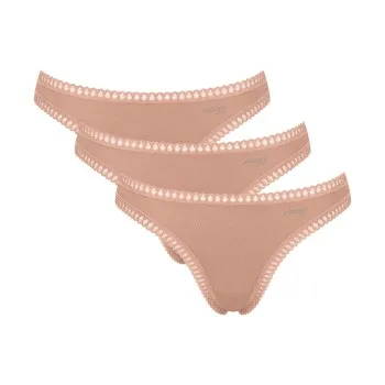 Sloggi Trosor 3P GO Crush String Ljusbrun bomull Small Dam