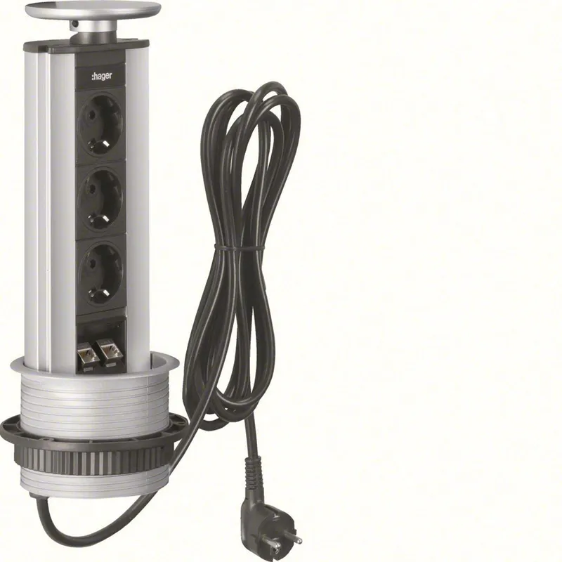 Hager G7045LED Bordsmodul 3 jordade uttag, data + LED