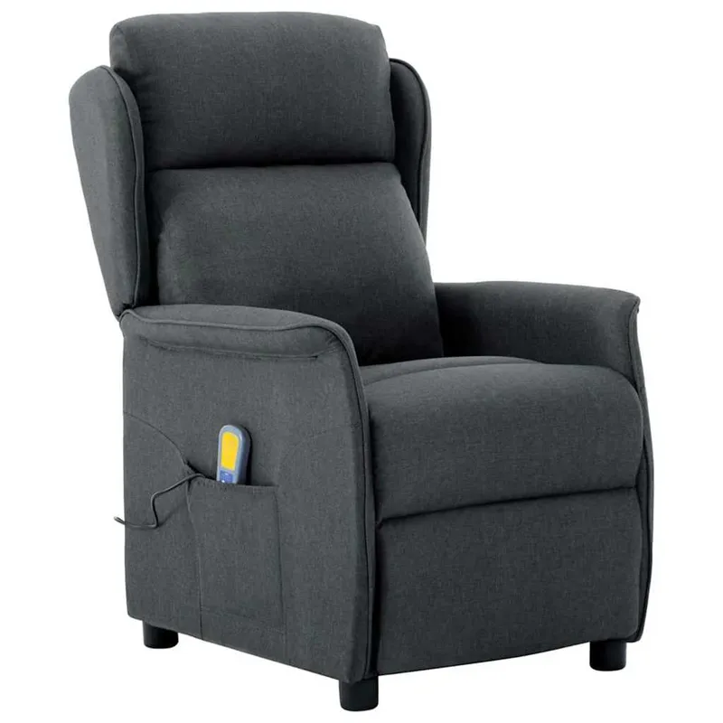 vidaXL Massagefåtölj Mörkgrå 93.5 x 67.5 x 101.5 cm tyg