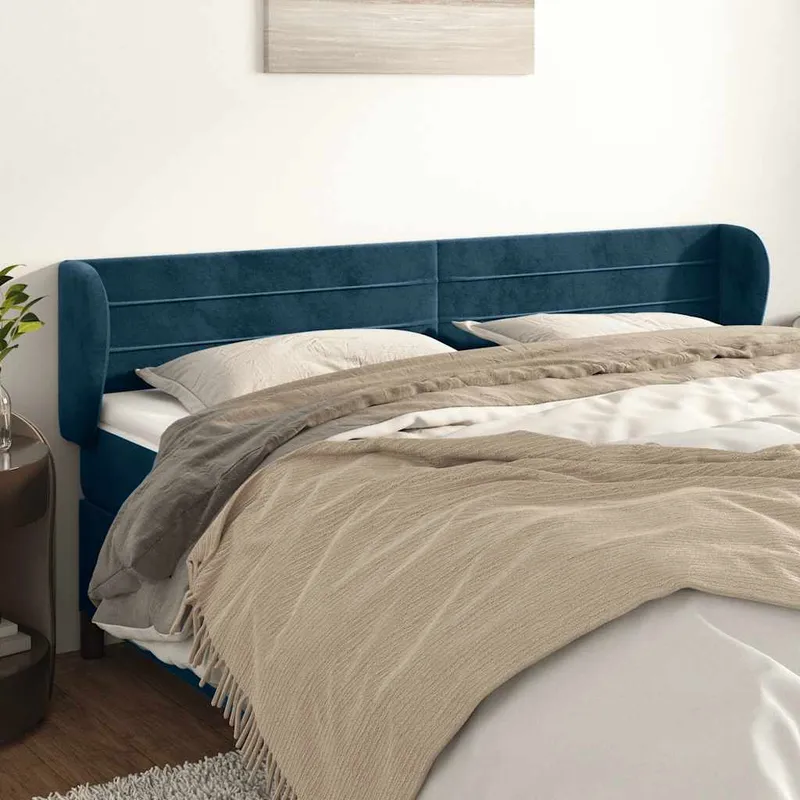 vidaXL Sänggavel med kanter mörkblå 203x23x78/88 cm sammet (#2184)